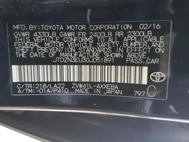 2016 TOYOTA PRIUS V   
