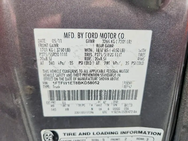 2011 FORD F150 SUPERCREW  