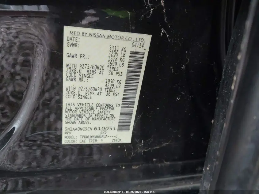 2014 NISSAN ARMADA PLATINUM