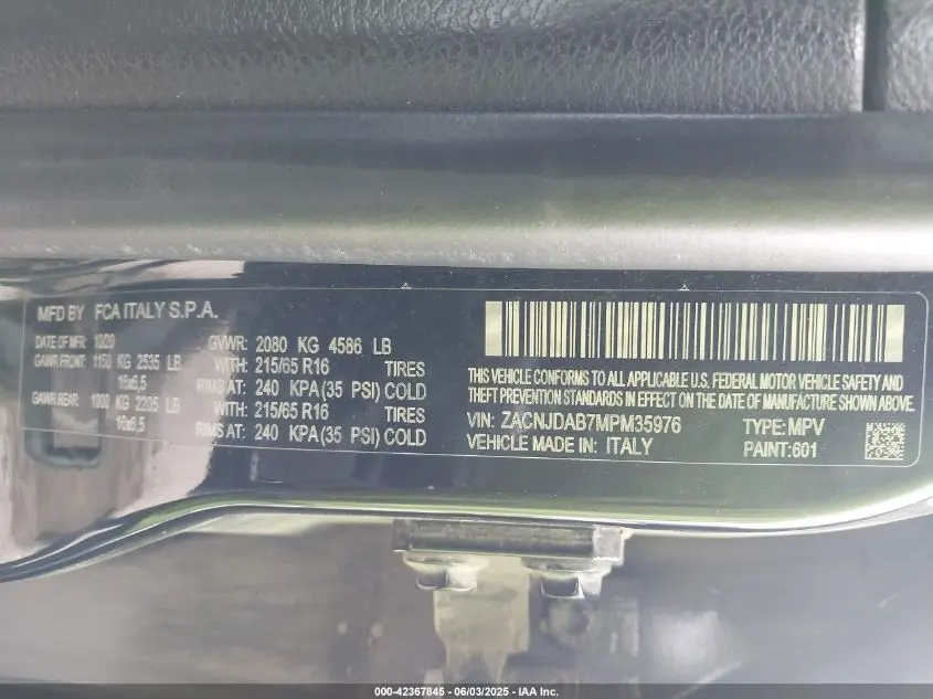 2021 JEEP RENEGADE SPORT 4X4