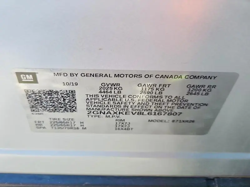 2020 CHEVROLET EQUINOX LT  