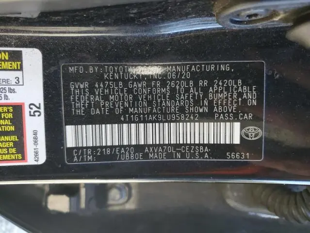 2020 TOYOTA CAMRY SE  