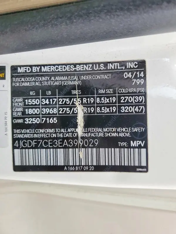 2014 MERCEDES-BENZ GL 450 4MATIC  