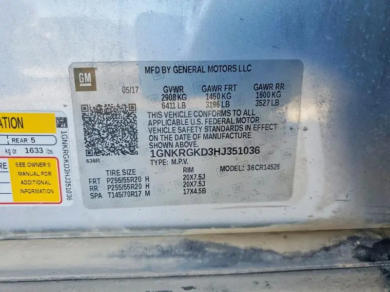 2017 CHEVROLET TRAVERSE LT  