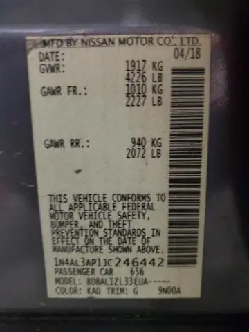 2018 NISSAN ALTIMA 2.5  