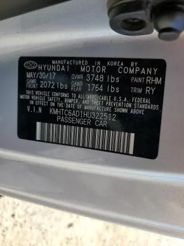 2017 HYUNDAI VELOSTER   