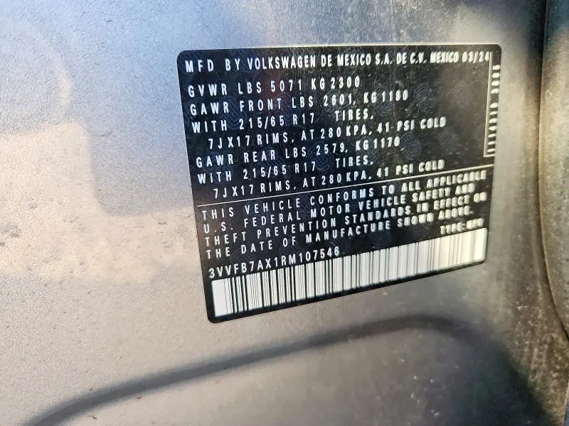 2024 VOLKSWAGEN TIGUAN S  