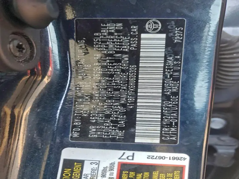 2017 TOYOTA CAMRY LE  