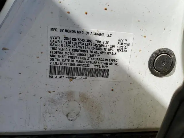 2018 HONDA PILOT EXL  