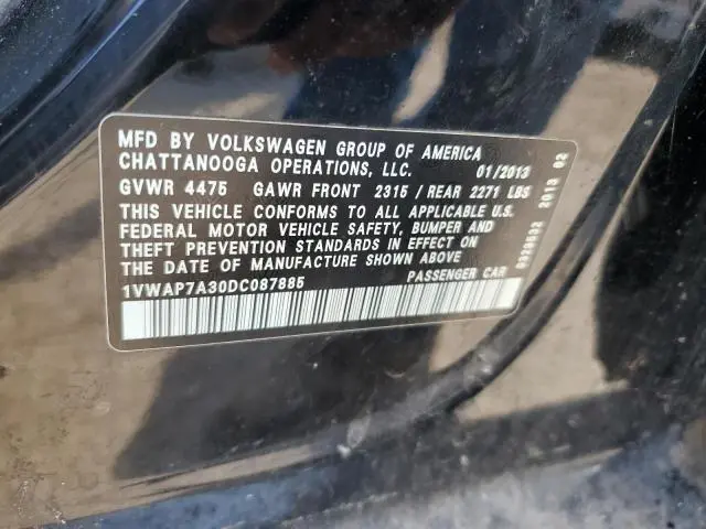 2013 VOLKSWAGEN PASSAT S  