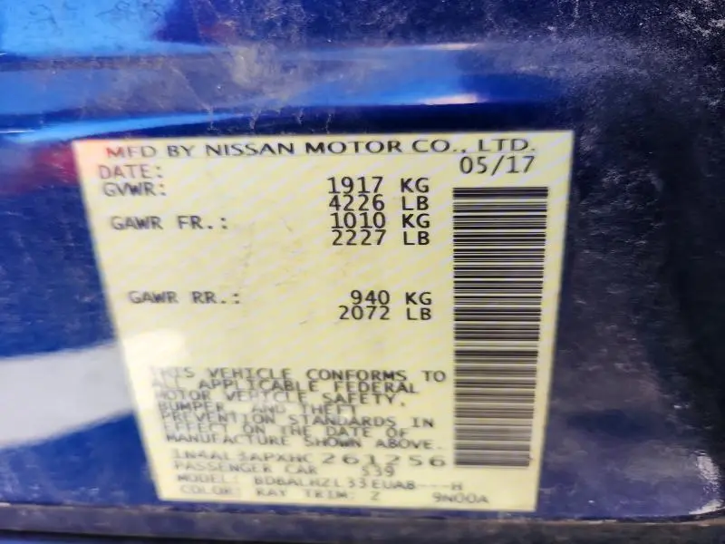 2017 NISSAN ALTIMA 2.5 SR  