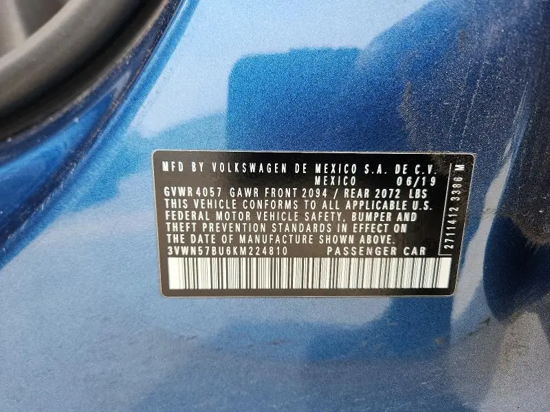 2019 VOLKSWAGEN JETTA S  