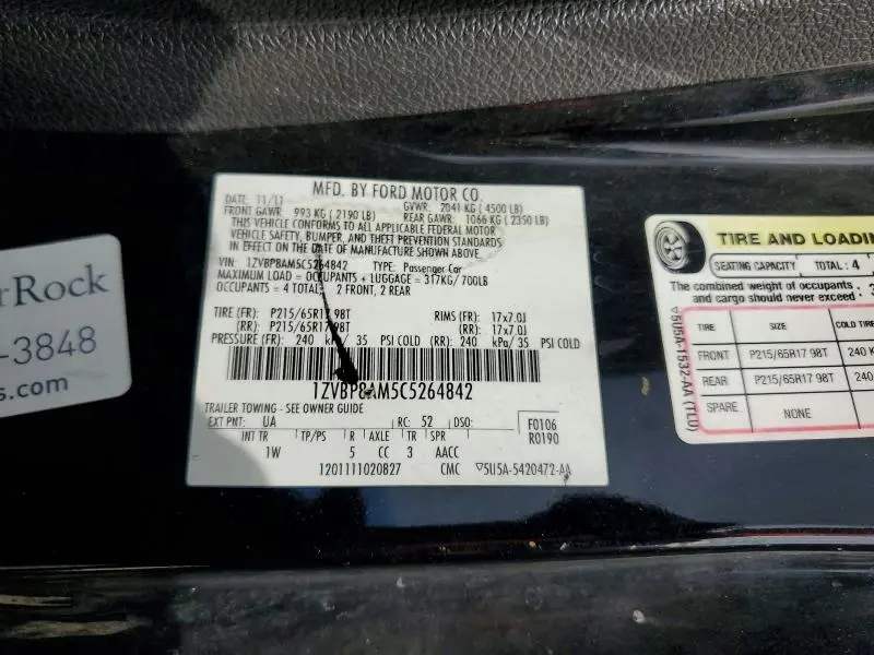 2012 FORD MUSTANG   