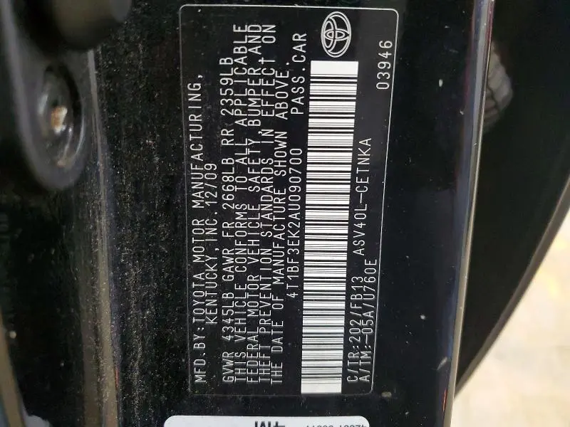 2010 TOYOTA CAMRY LE  