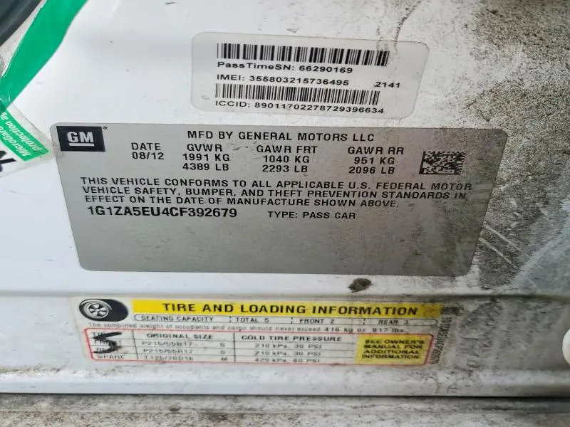 2012 CHEVROLET MALIBU LS  