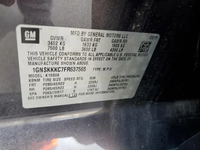 2015 CHEVROLET SUBURBAN K1500 LTZ  