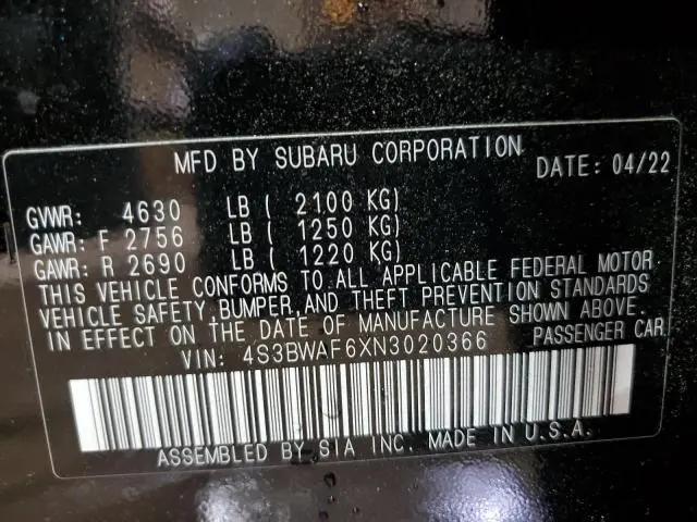 2022 SUBARU LEGACY PREMIUM  