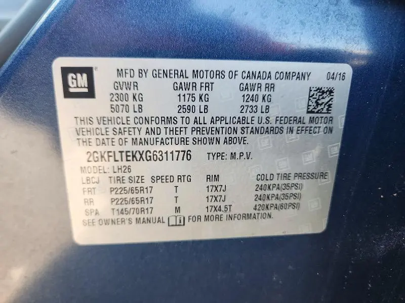 2016 GMC TERRAIN SLE  