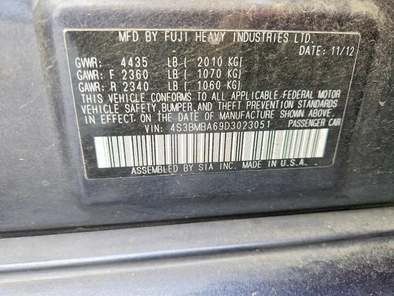2013 SUBARU LEGACY 2.5I  