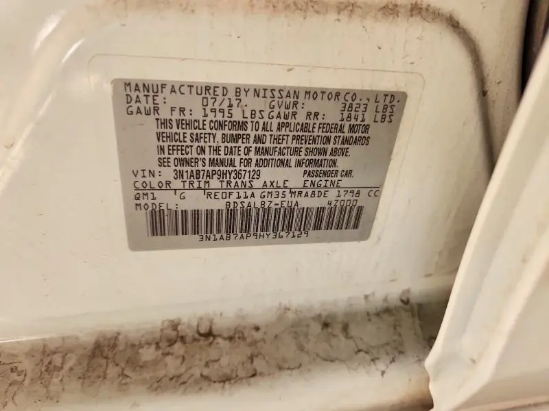 2017 NISSAN SENTRA S  