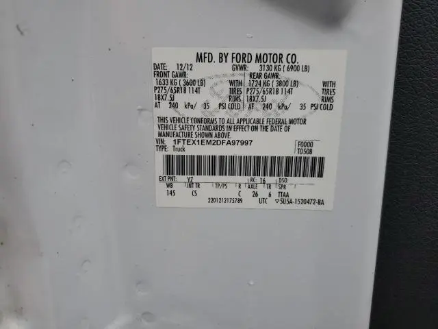 2013 FORD F150 SUPER CAB  