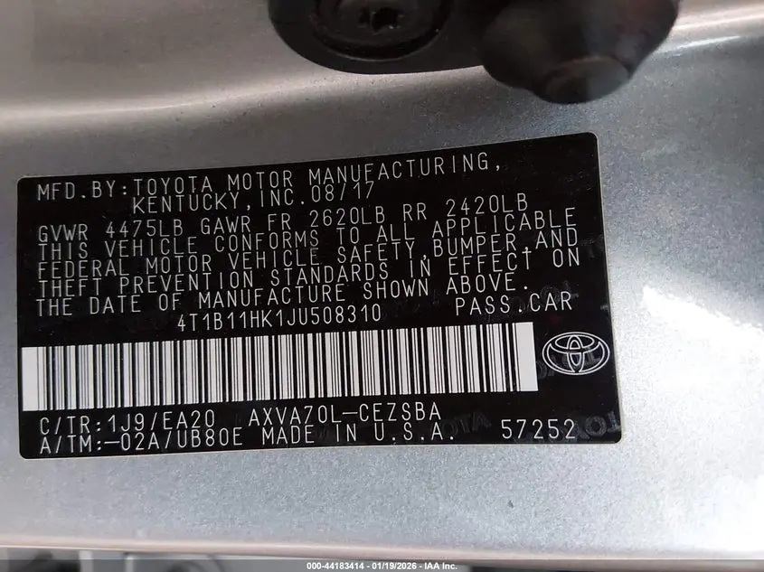 2018 TOYOTA CAMRY SE