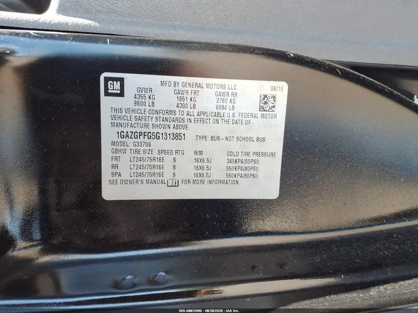 2016 CHEVROLET EXPRESS 3500 LT