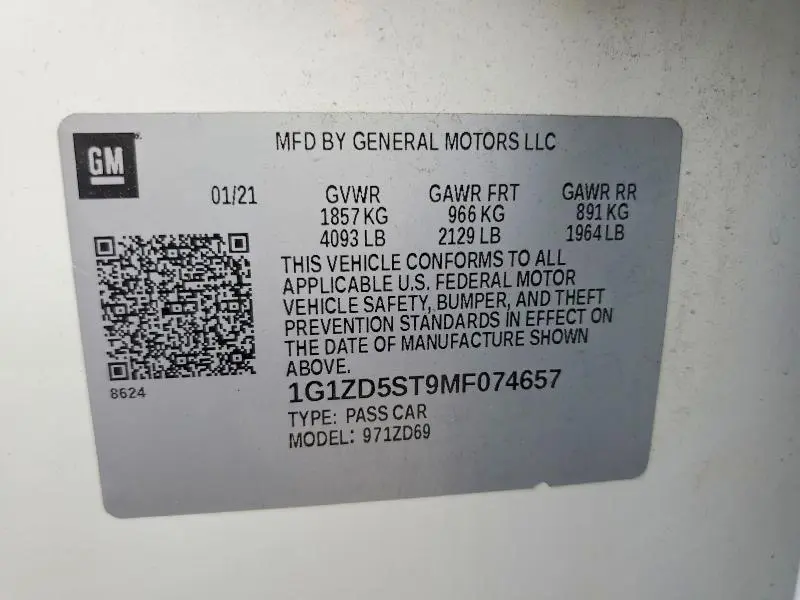 2021 CHEVROLET MALIBU LT  