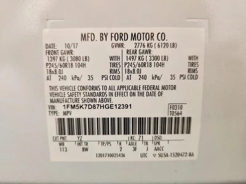 2017 FORD EXPLORER XLT  