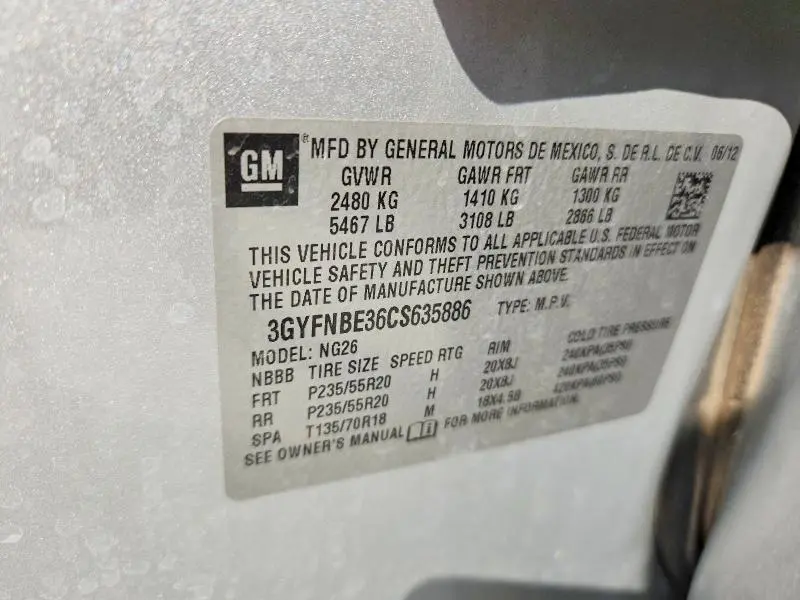 2012 CADILLAC SRX   