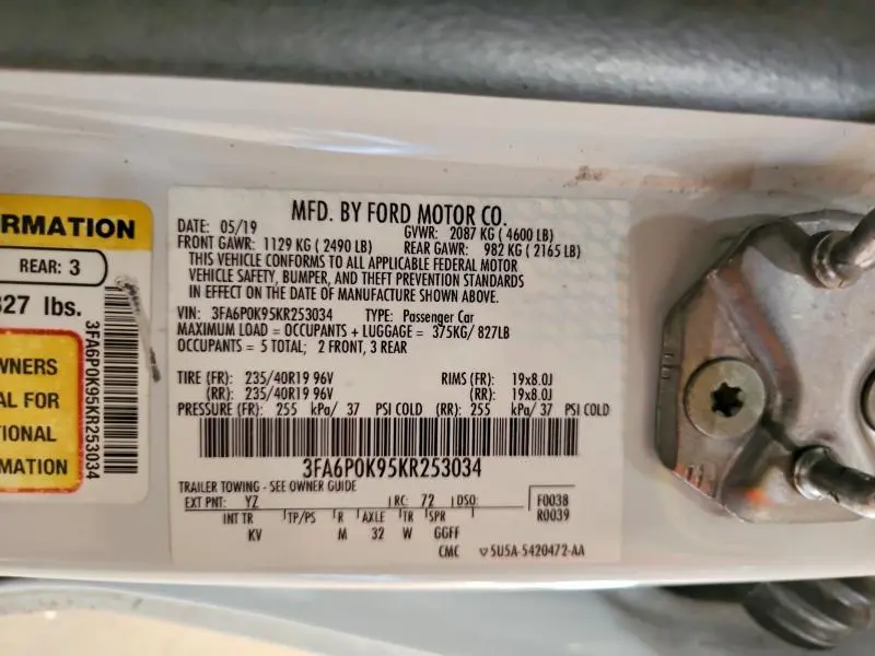 2019 FORD FUSION TITANIUM  