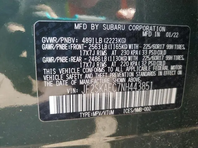 2022 SUBARU FORESTER PREMIUM  