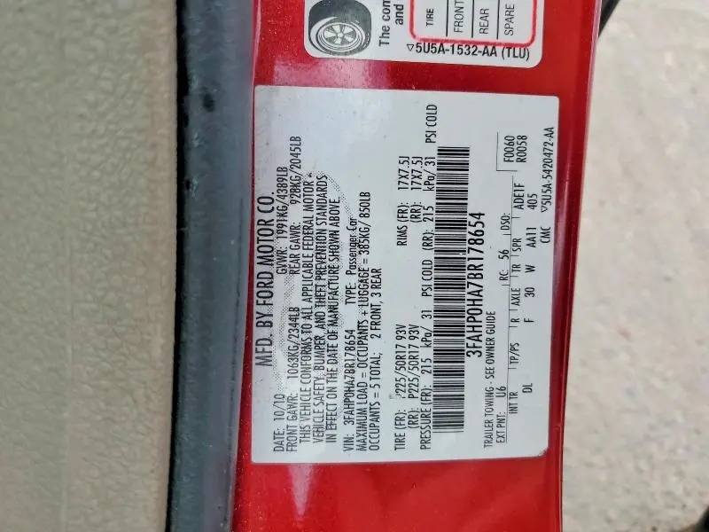 2011 FORD FUSION SE  