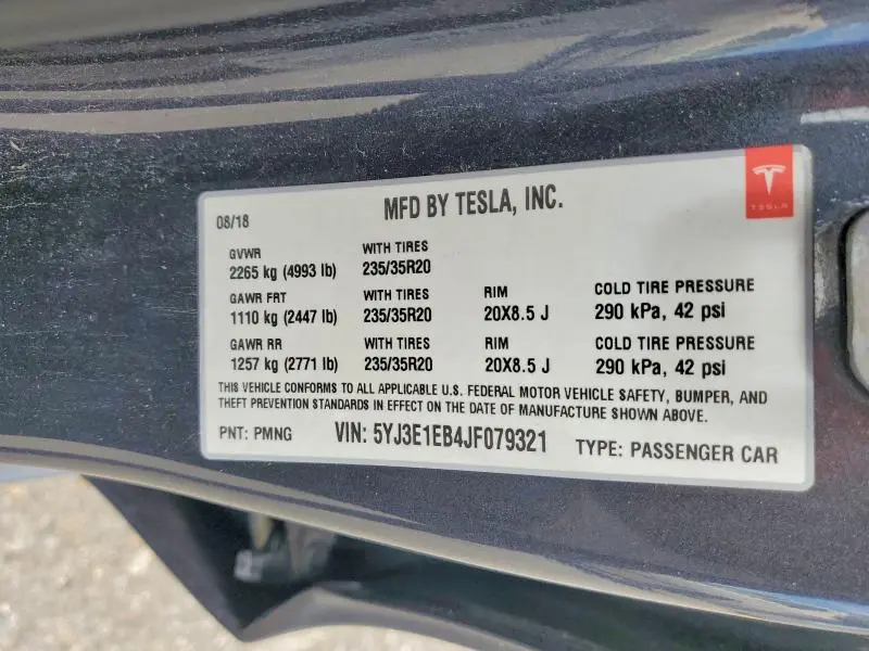 2018 TESLA MODEL 3   