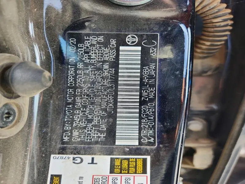 2020 TOYOTA PRIUS L ECO  