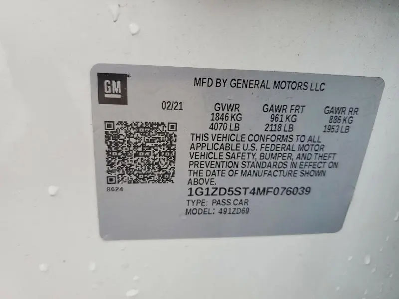 2021 CHEVROLET MALIBU LT  