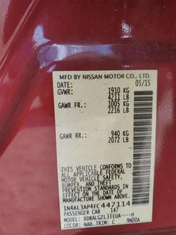 2015 NISSAN ALTIMA 2.5  