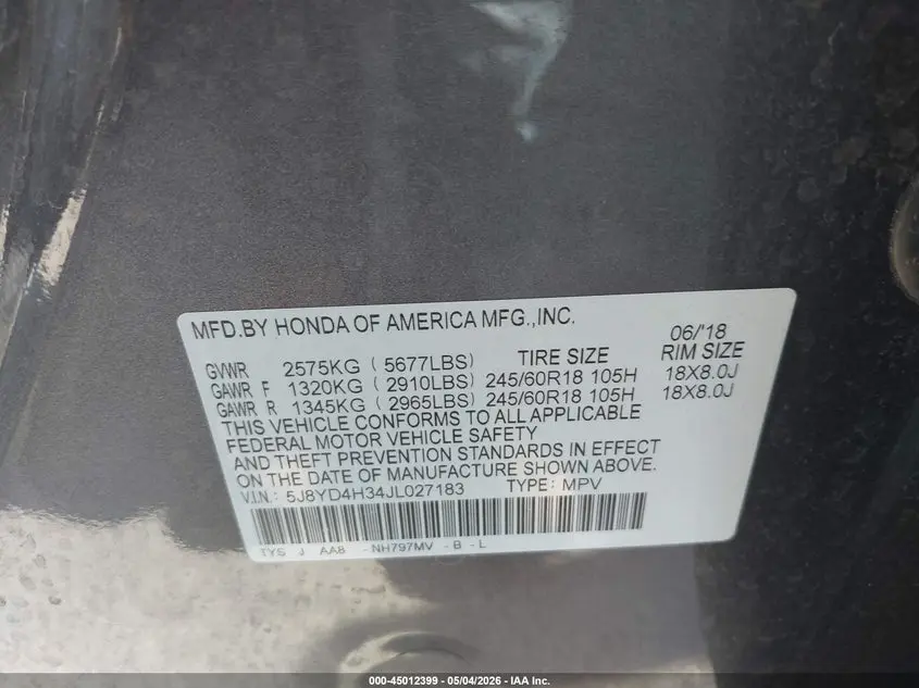 2018 ACURA MDX  