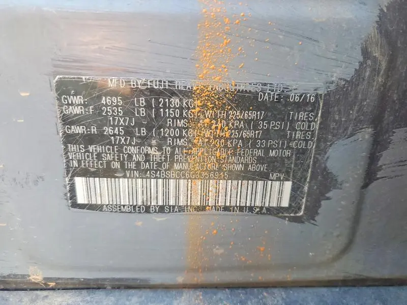 2016 SUBARU OUTBACK 2.5I PREMIUM  