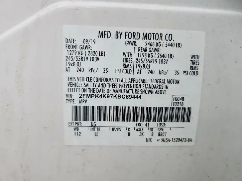 2019 FORD EDGE TITANIUM  