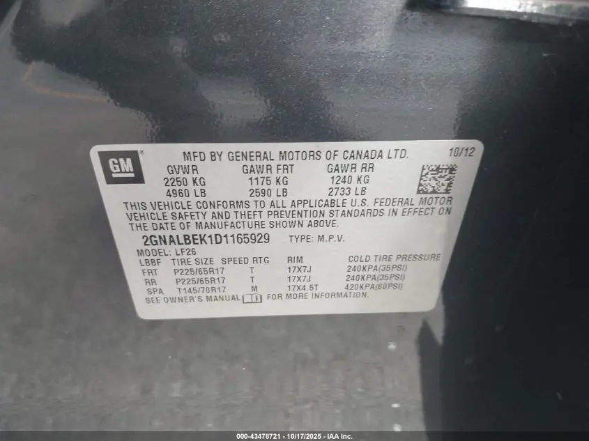 2013 CHEVROLET EQUINOX LS