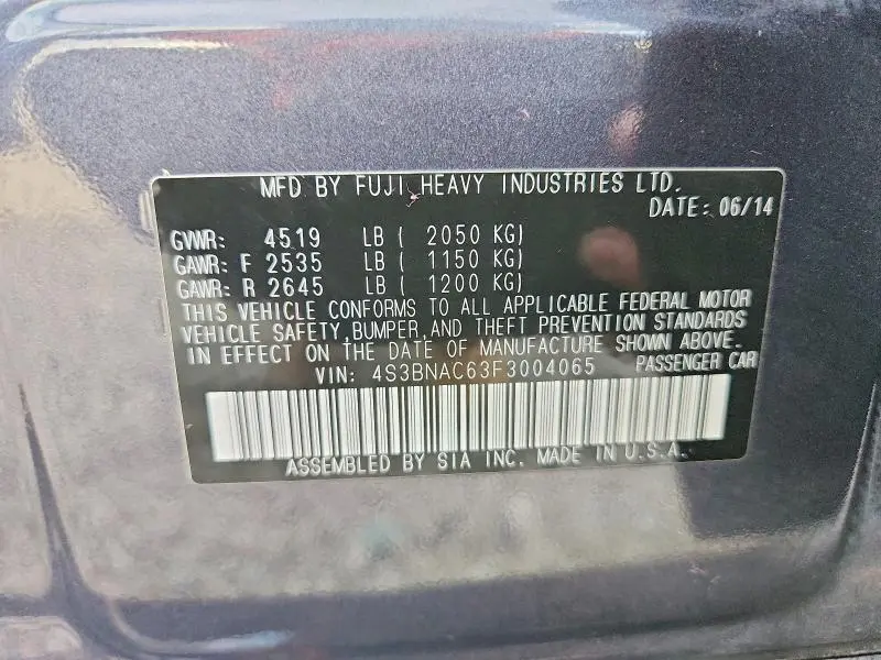 2015 SUBARU LEGACY 2.5I PREMIUM  