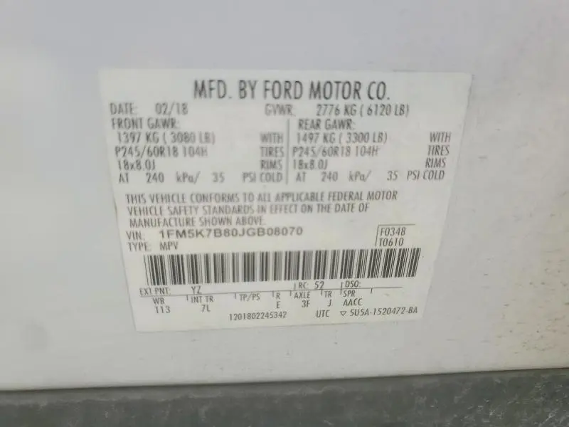 2018 FORD EXPLORER   