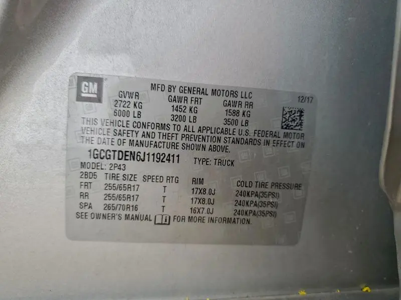 2018 CHEVROLET COLORADO Z71  