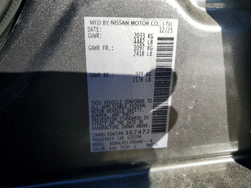 2024 NISSAN ALTIMA SV  