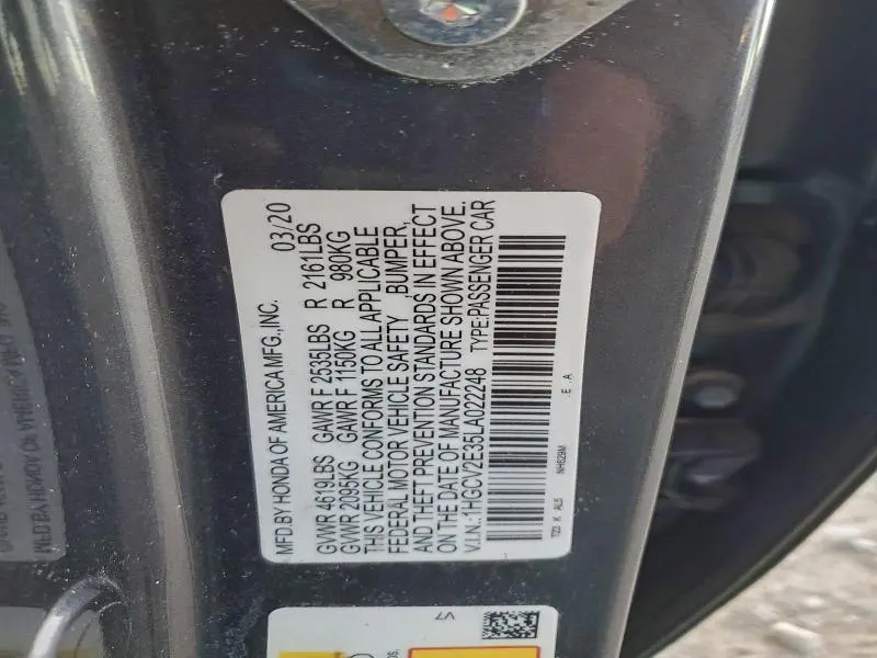 2020 HONDA ACCORD SPORT  