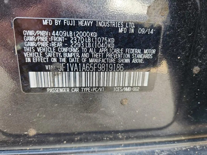 2015 SUBARU WRX WRX (W  