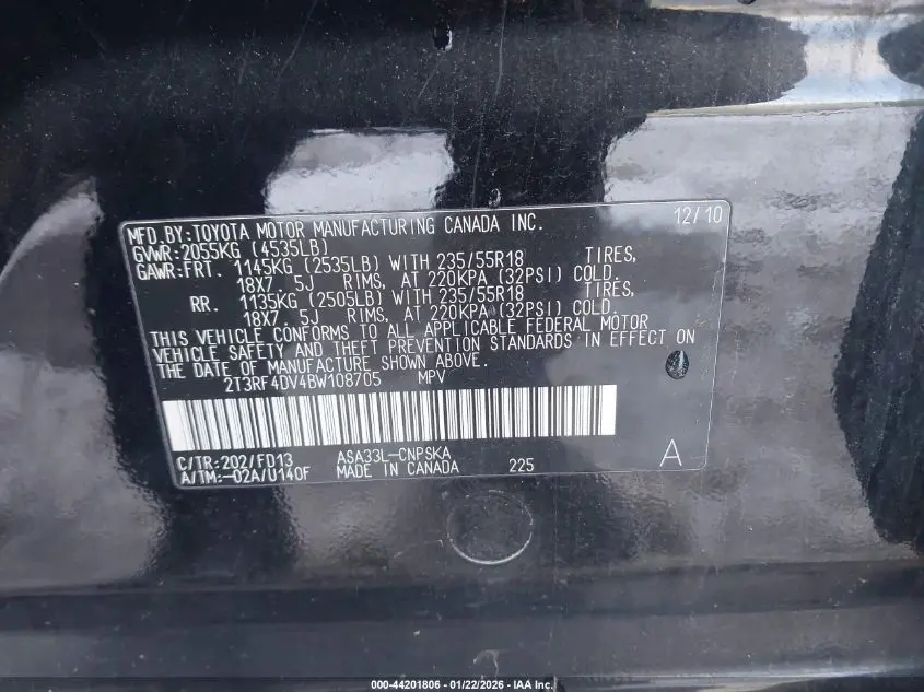 2011 TOYOTA RAV4 SPORT