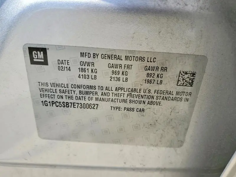 2014 CHEVROLET CRUZE LT  