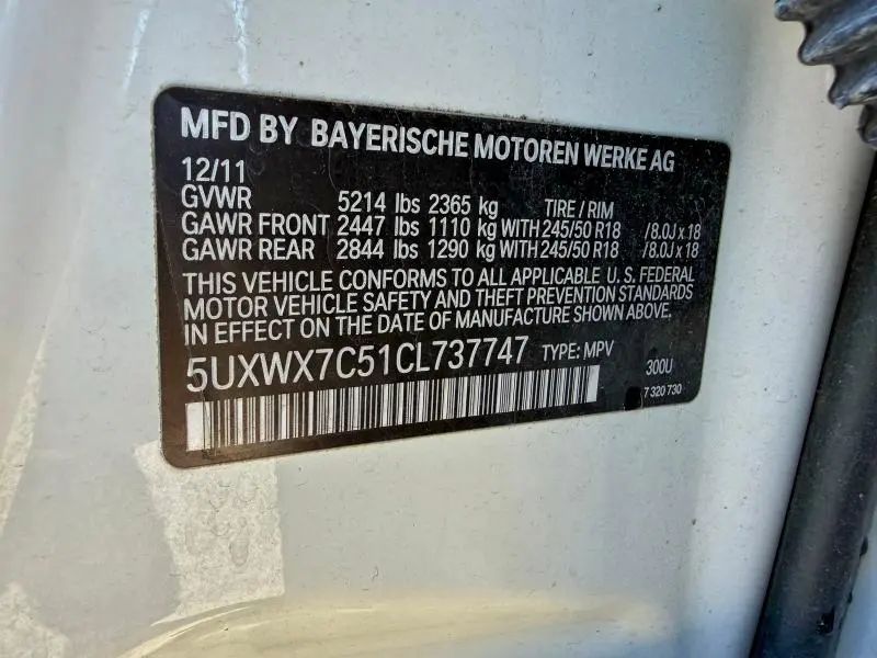 2012 BMW X3 XDRIVE35I  